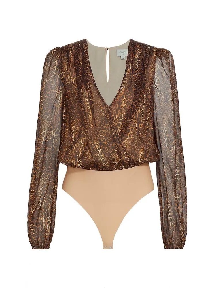 Isa Leopard Silk Bodysuit