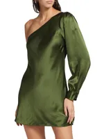 Juanita Silk One-Shoulder Minidress