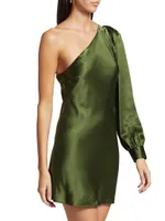 Juanita Silk One-Shoulder Minidress