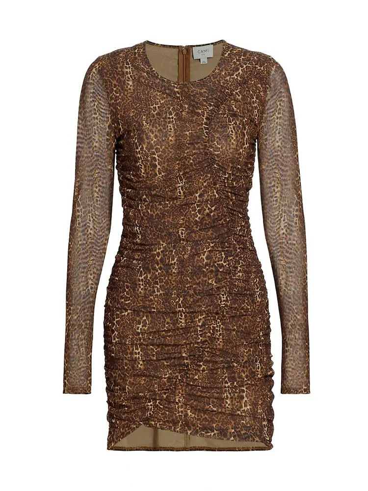 Magdalena Leopard-Print Ruched Minidress