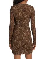 Magdalena Leopard-Print Ruched Minidress