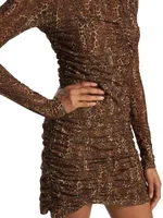 Magdalena Leopard-Print Ruched Minidress