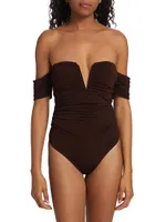 Louis Off-The-Shoulder Ruched Bodysuit