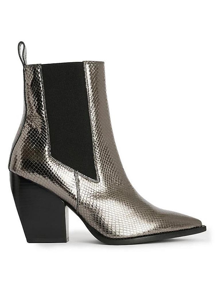 Ria 90MM Snake-Embossed Leather Booties