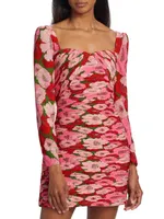 Giulia Floral Long-Sleeve Minidress