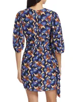 Pia Butterfly-Print Fitted Minidress