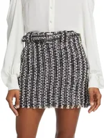 Ashley Belted Tweed Miniskirt