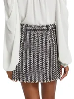 Ashley Belted Tweed Miniskirt