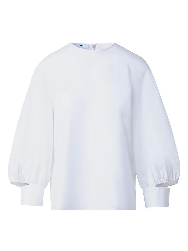 Puff-Sleeve Cotton Poplin Blouse