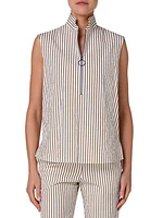 Pinstripe Zip-Front Blouse