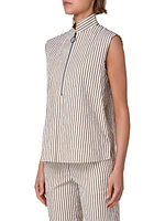 Pinstripe Zip-Front Blouse