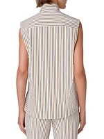 Pinstripe Zip-Front Blouse