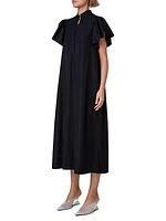 Short-Sleeve Poplin Midi-Dress