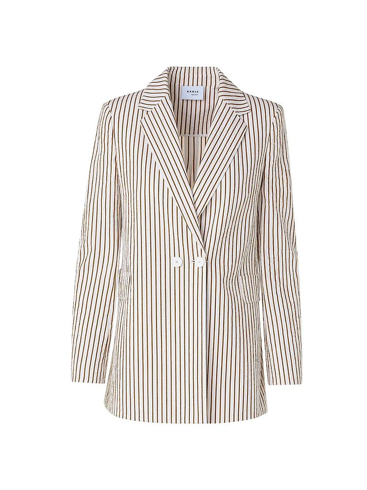 Boyfriend Cotton-Blend Seersucker Blazer