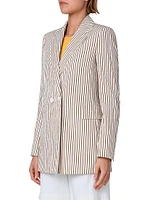 Boyfriend Cotton-Blend Seersucker Blazer