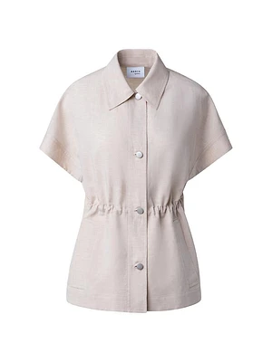 Short-Sleeve Linen-Blend Jacket