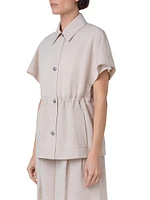 Short-Sleeve Linen-Blend Jacket