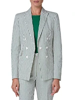 Seersucker Striped Cotton-Blend Blazer