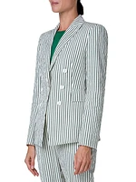 Seersucker Striped Cotton-Blend Blazer