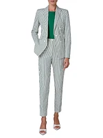 Seersucker Striped Cotton-Blend Blazer