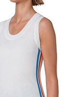 Cotton-Blend Crocheted-Striped Tank