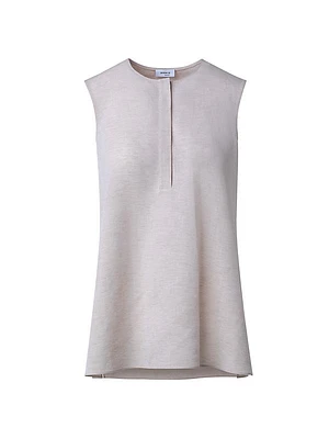 Micro-Stripe Sleeveless Tunic Blouse