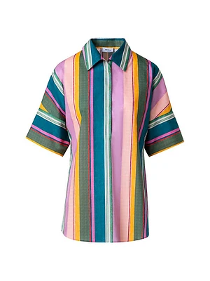 Short-Sleeve Striped Cotton Shirt