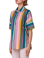 Short-Sleeve Striped Cotton Shirt