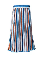 Stripe Crochet Cotton Midi-Skirt