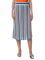 Stripe Crochet Cotton Midi-Skirt