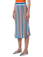 Stripe Crochet Cotton Midi-Skirt