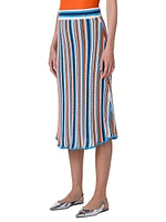 Stripe Crochet Cotton Midi-Skirt