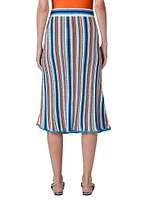 Stripe Crochet Cotton Midi-Skirt