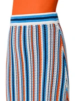 Stripe Crochet Cotton Midi-Skirt