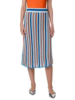 Stripe Crochet Cotton Midi-Skirt