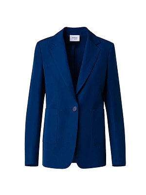 Single-Breasted Linen-Blend Blazer