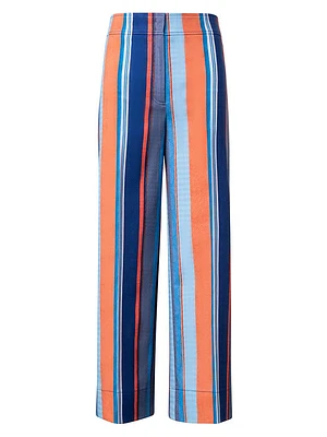 Chieko Stripe Stretch Wide Crop Pants