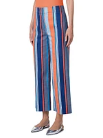 Chieko Stripe Stretch Wide Crop Pants