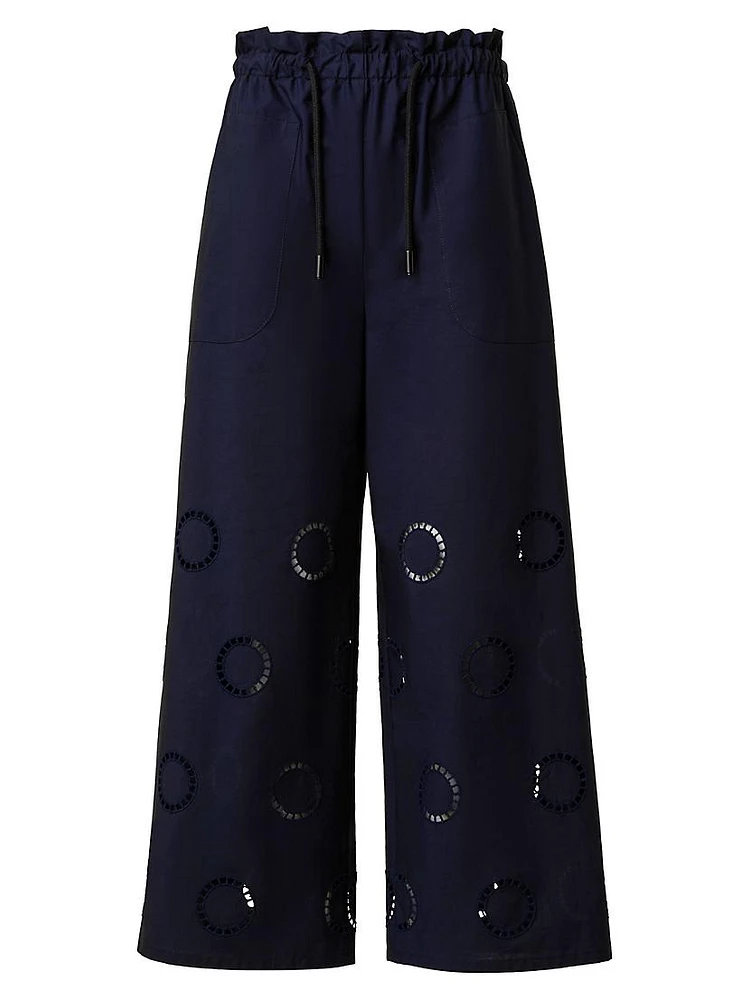 Frey Ankle-Crop Cotton Eyelet Pants