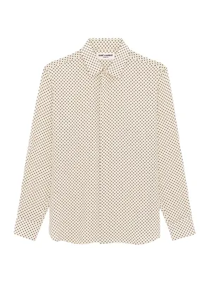 Collar Shirt Dotted Crepe De Chine