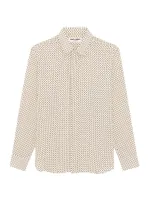 Collar Shirt Dotted Crepe De Chine