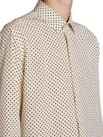 Collar Shirt Dotted Crepe De Chine