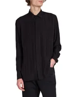 Yves Collar Shirt Matte And Shiny Cassandre Striped Silk