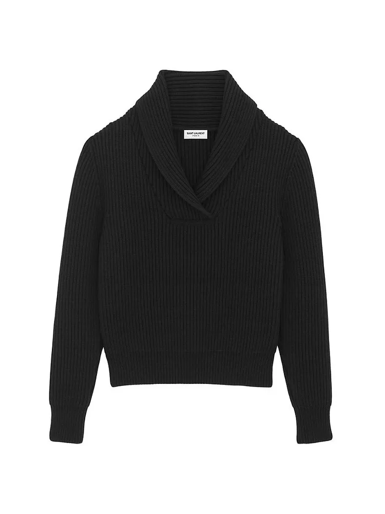 Shawlneck Sweater Ribbed Wool