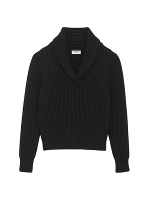 Shawlneck Sweater Ribbed Wool