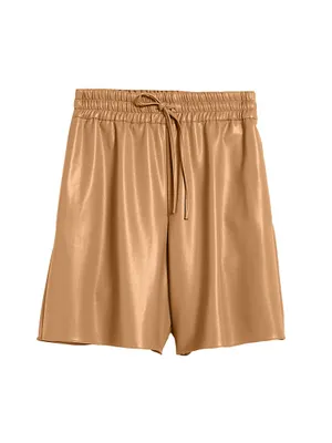 Faux-Leather Drawstring Shorts