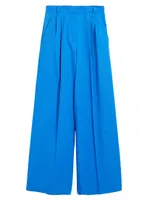 Wide-Leg Cotton-Blend Pants