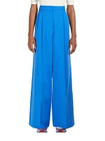 Wide-Leg Cotton-Blend Pants