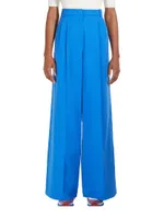 Wide-Leg Cotton-Blend Pants