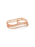 Coup De Coeur 18K Rose Gold & 0.64 TCW Wavy Double-Finger Ring